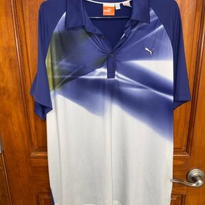 Puma Men's Dynamic Blue and White Polo